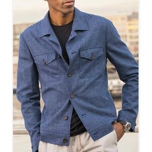 Men's Blue Lightweight Shirt Jacket